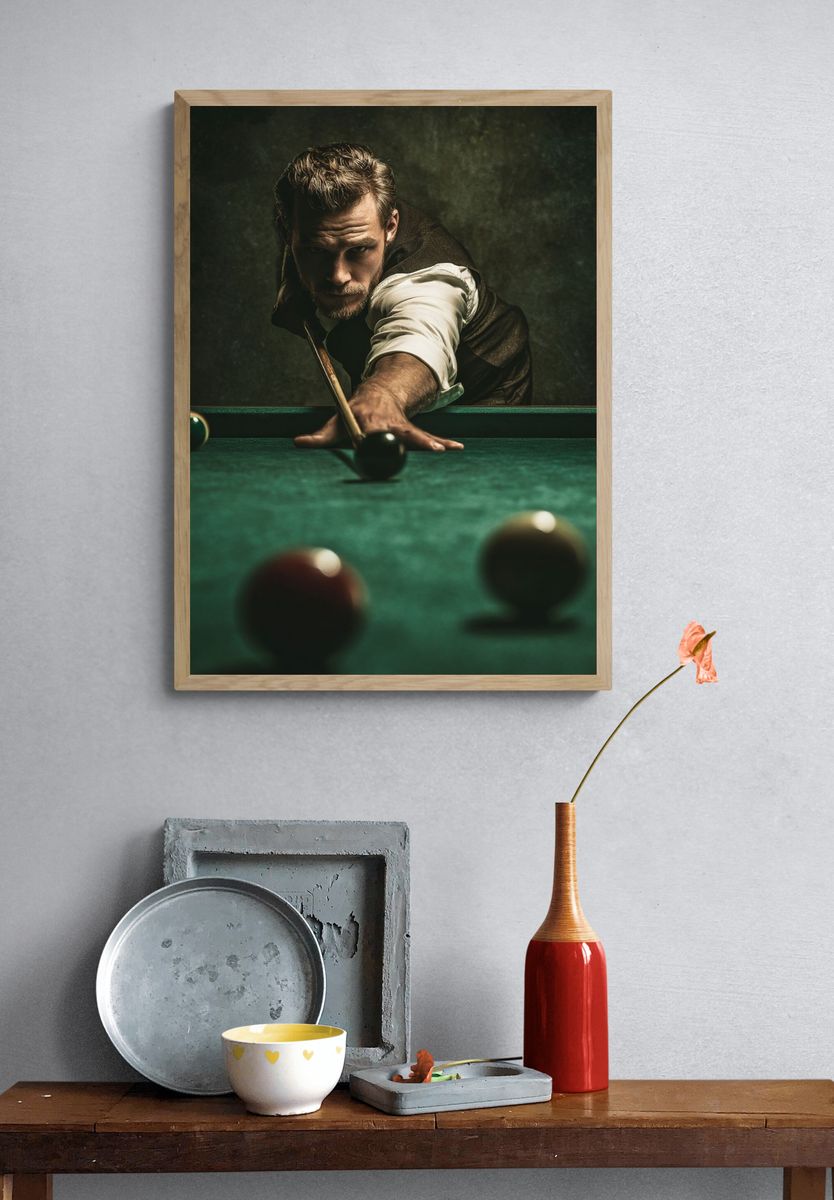 Billiards Player Portrait Poster. — room view 3