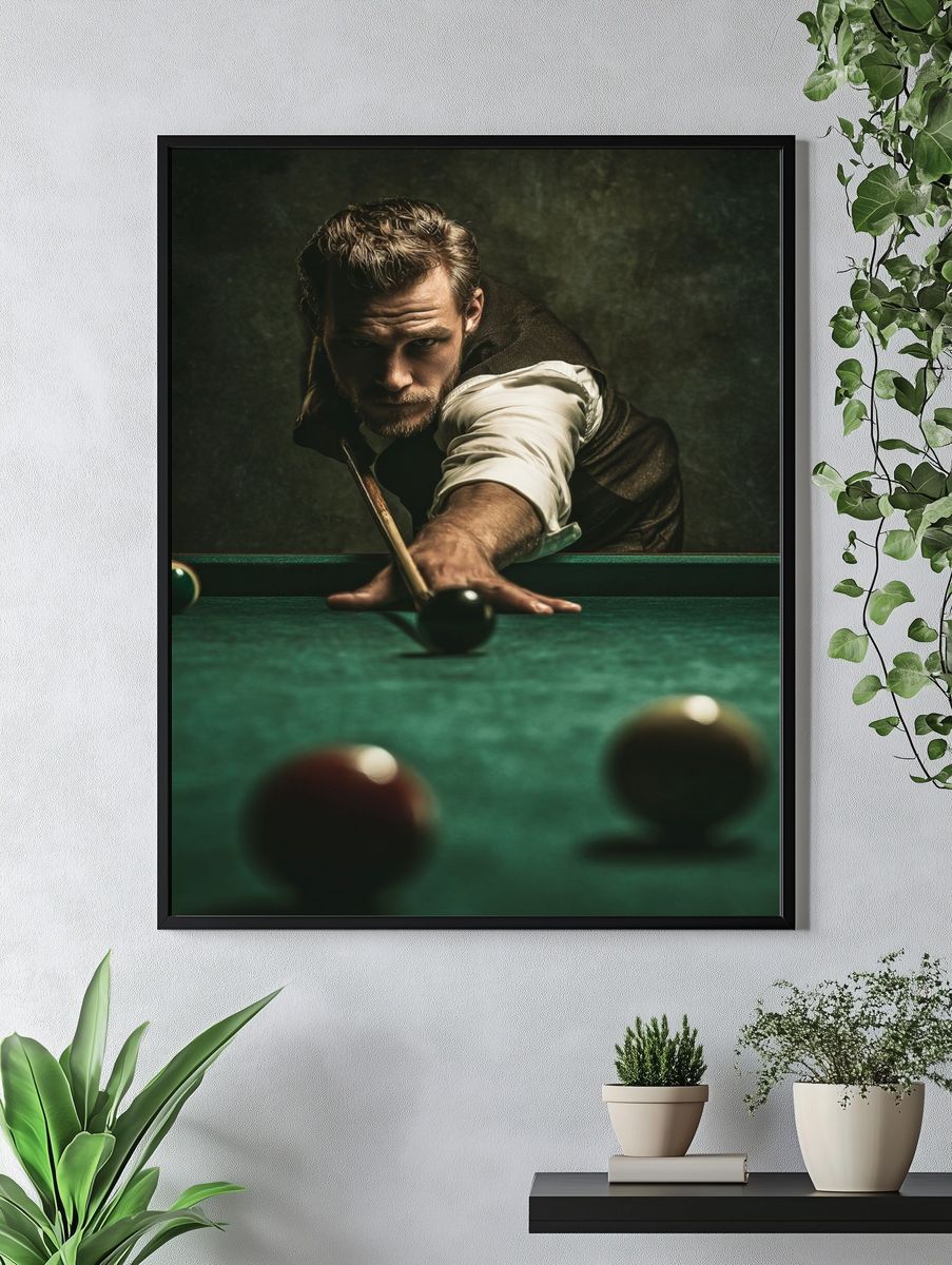 Billiards Player Portrait Poster. — room view 4