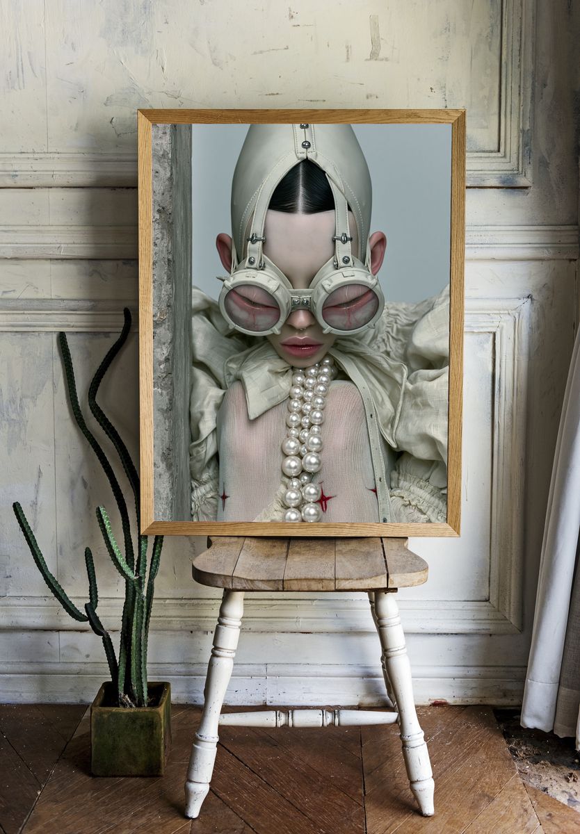 Surreal Pearl Portrait Print. room preview
