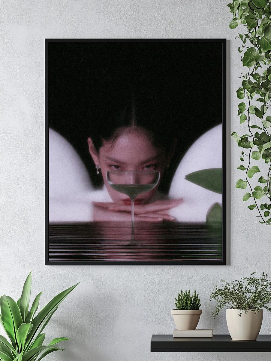 Surreal Portrait with Wine Glass Print. — room view 4