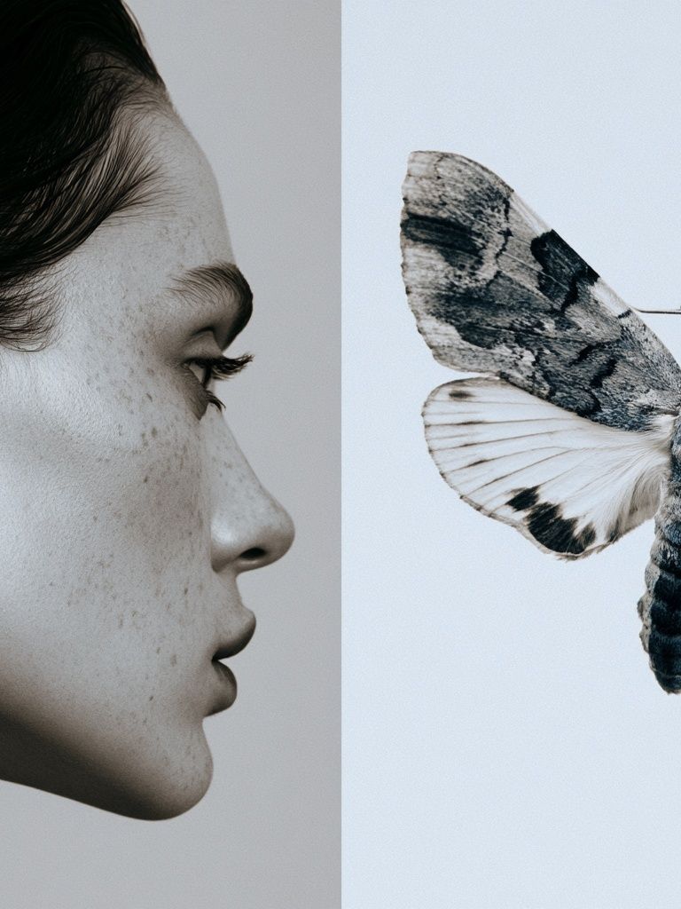 Surreal Portrait Moth Print. poster — fine-art art