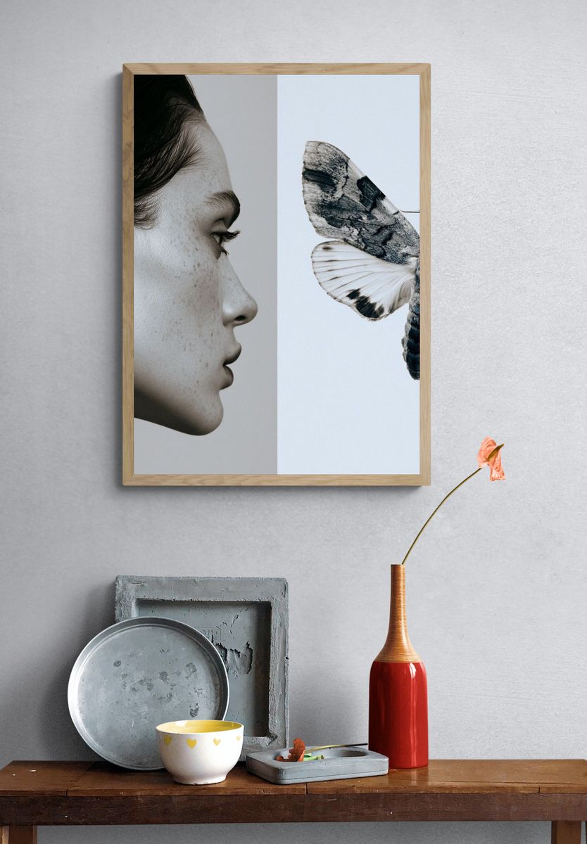 Surreal Portrait Moth Print. — room view 3