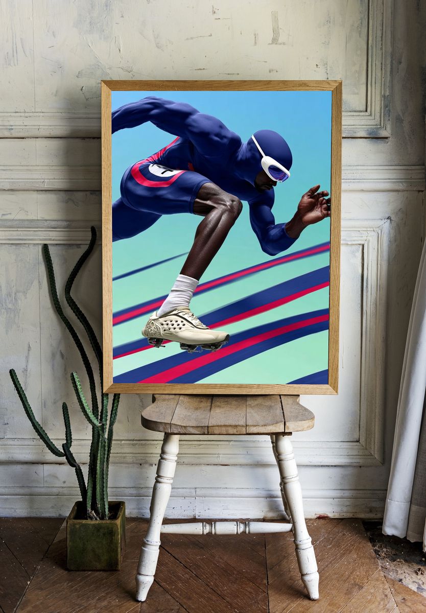 Dynamic Athlete in Motion — Sports Print room preview