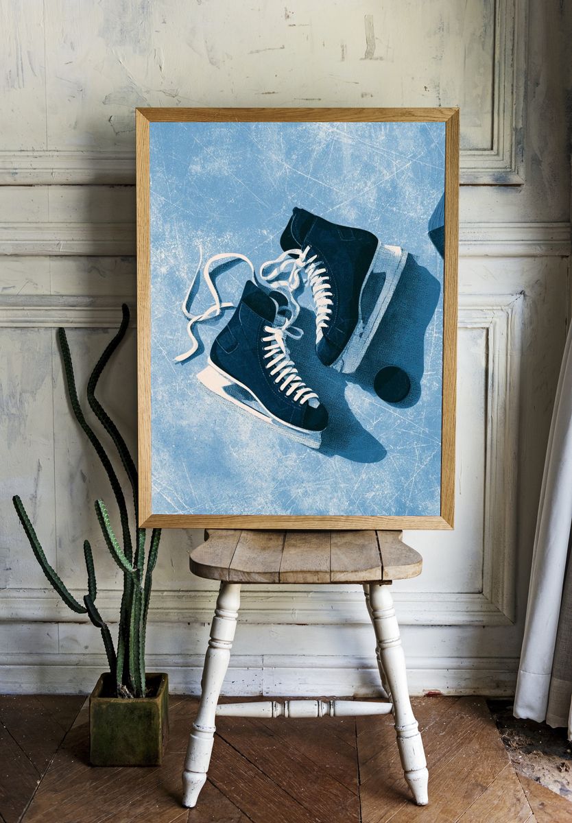 Ice Hockey Skates Photography Poster. — room view 1