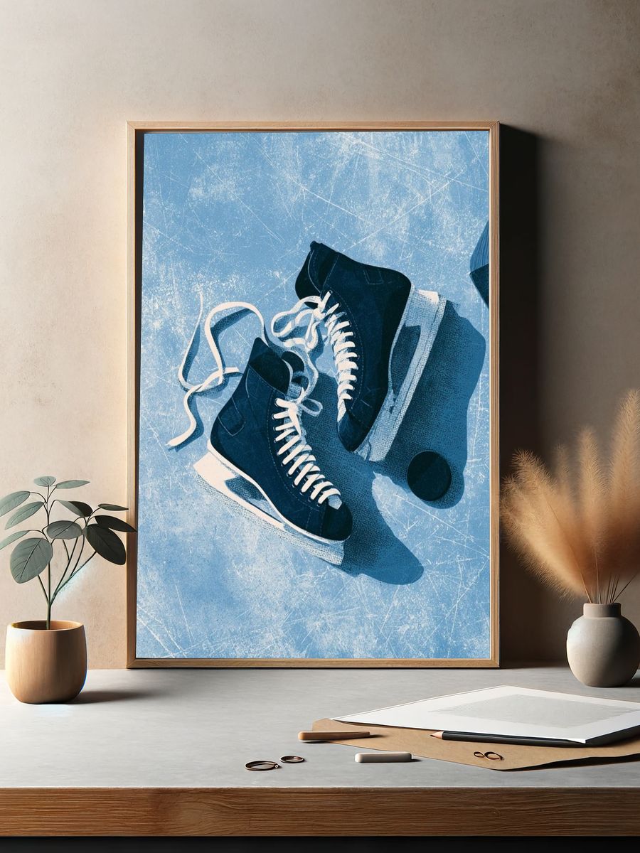 Ice Hockey Skates Photography Poster. — room view 2