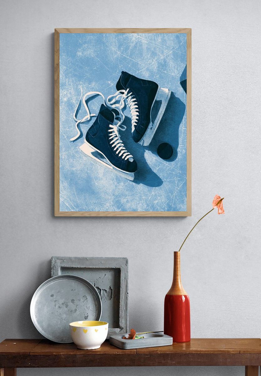 Ice Hockey Skates Photography Poster. — room view 3