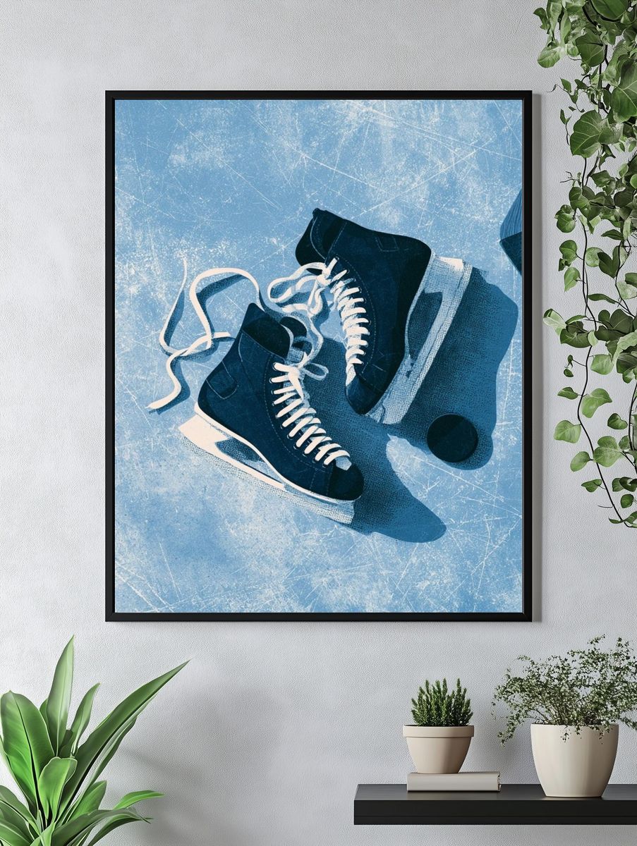 Ice Hockey Skates Photography Poster. — room view 4