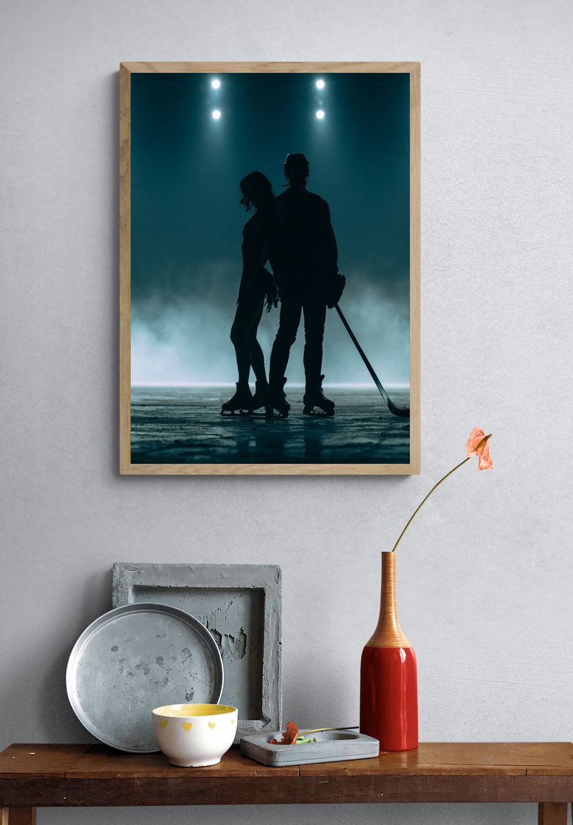 Ice Hockey Silhouette Photography Poster. — room view 3