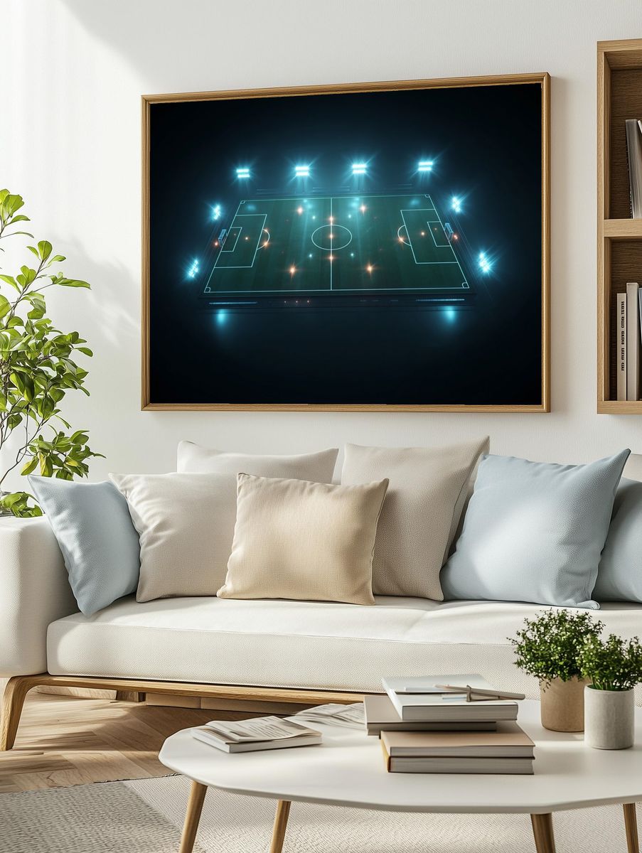 Neon Soccer Pitch Poster. — room view 2