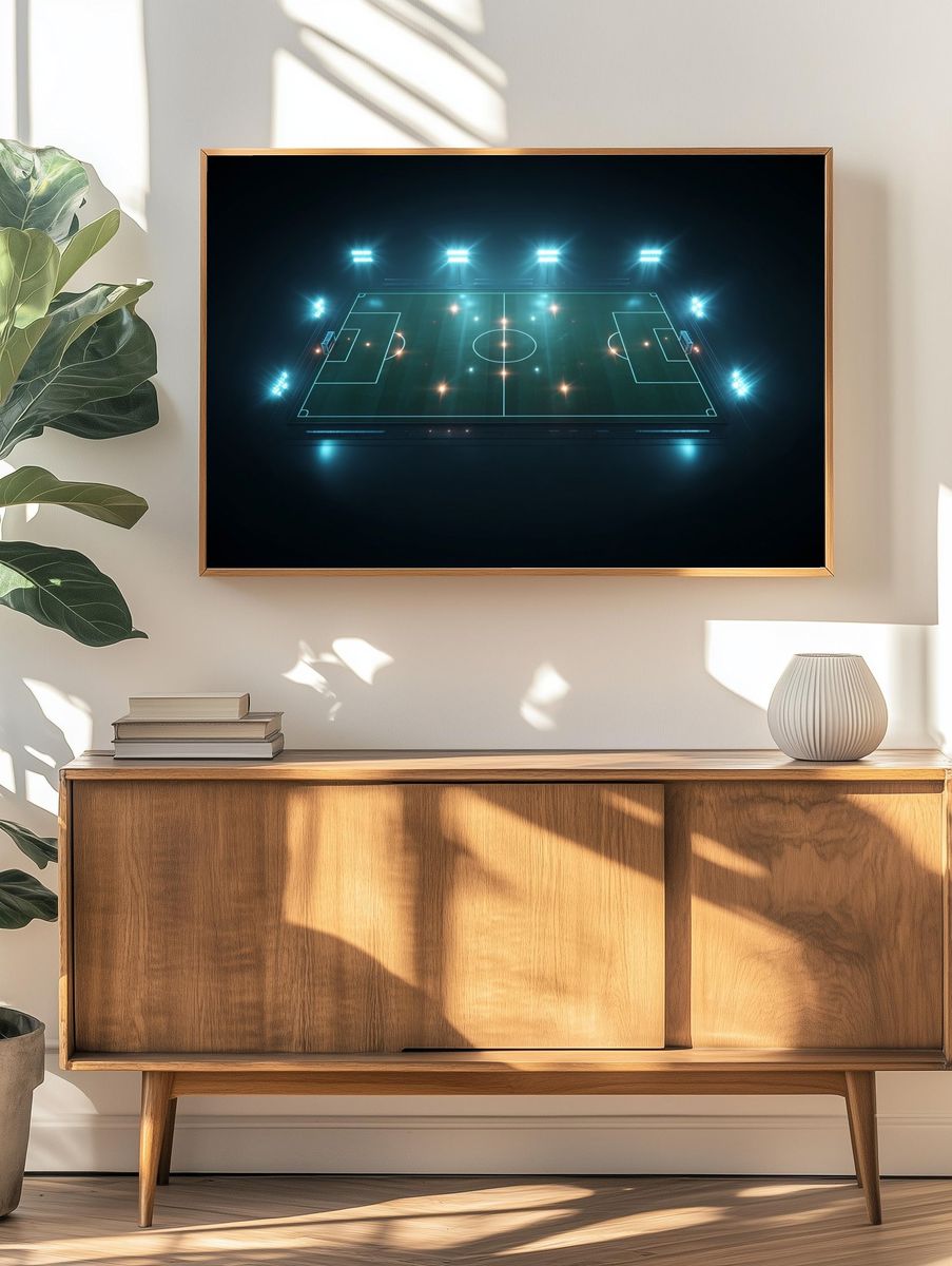 Neon Soccer Pitch Poster. — room view 3