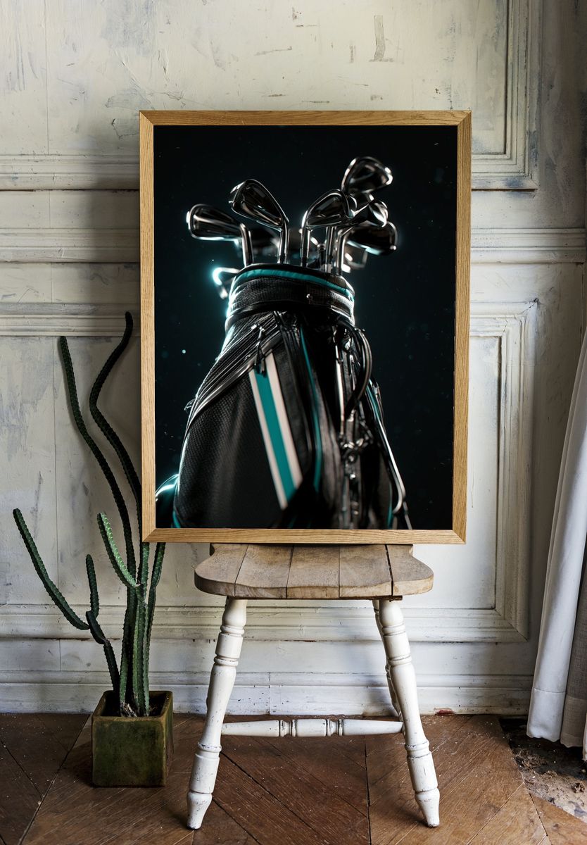 Golf Bag Neon Glow Poster. — room view 1