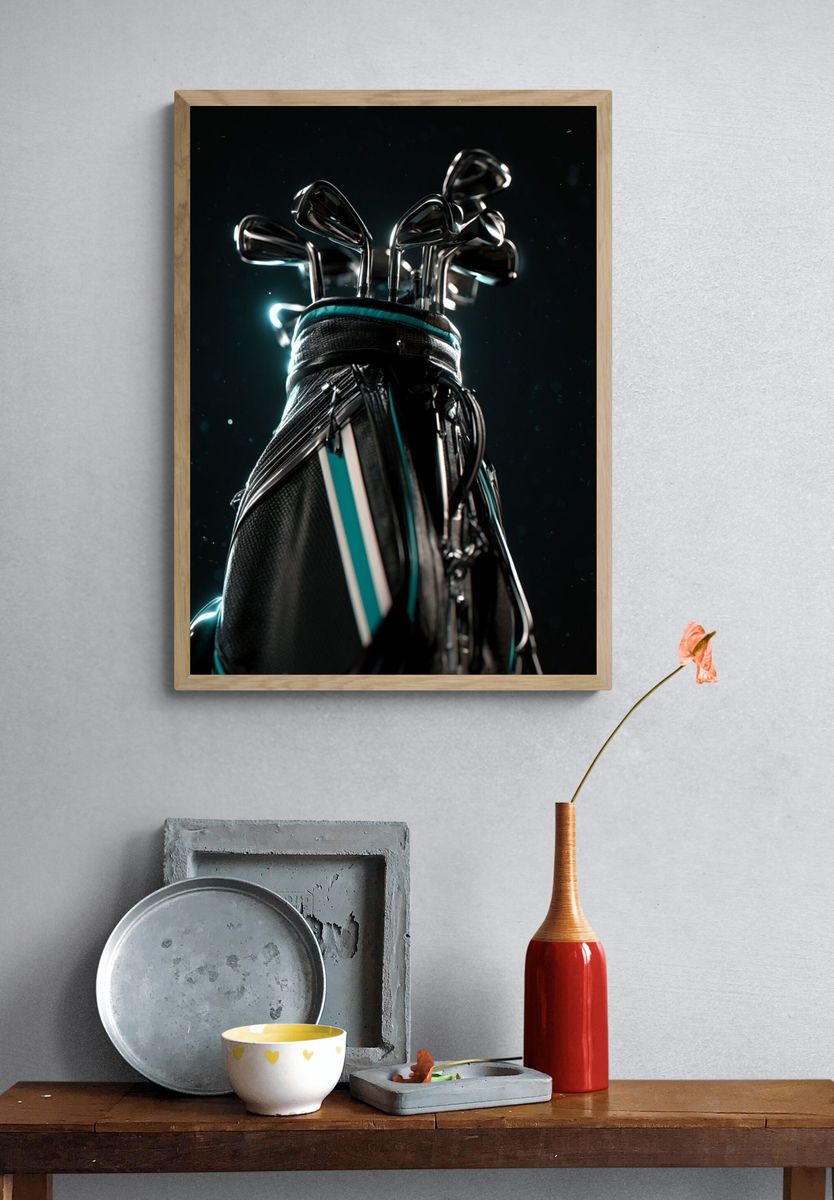 Golf Bag Neon Glow Poster. — room view 3