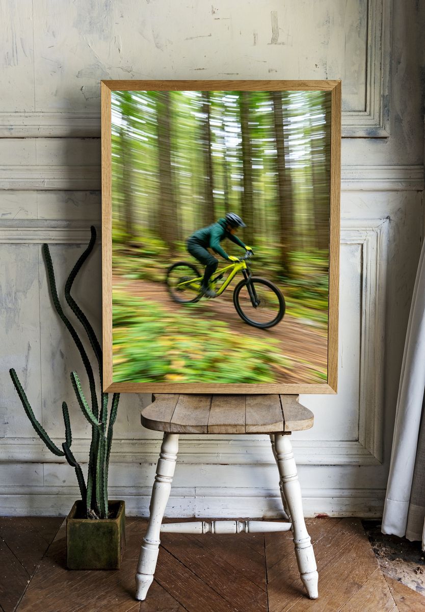 Mountain Bike Forest Motion Poster. room preview