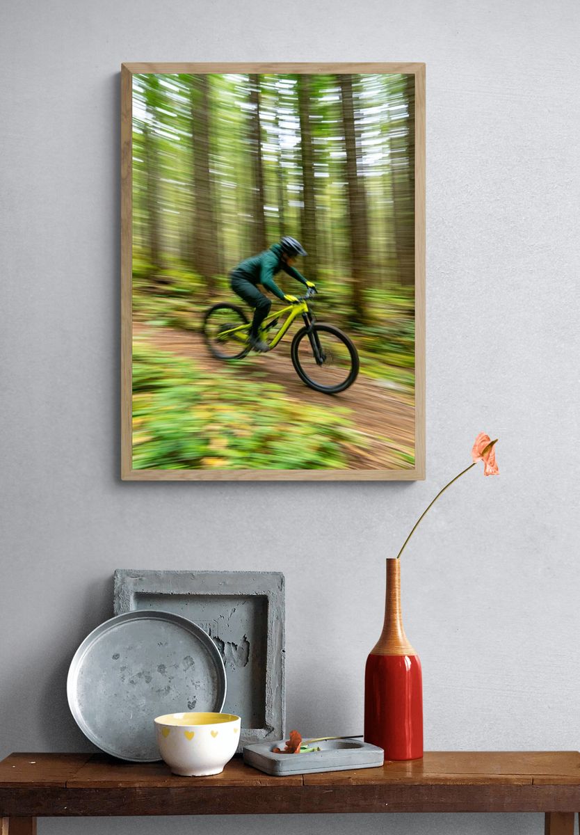 Mountain Bike Forest Motion Poster. — room view 3