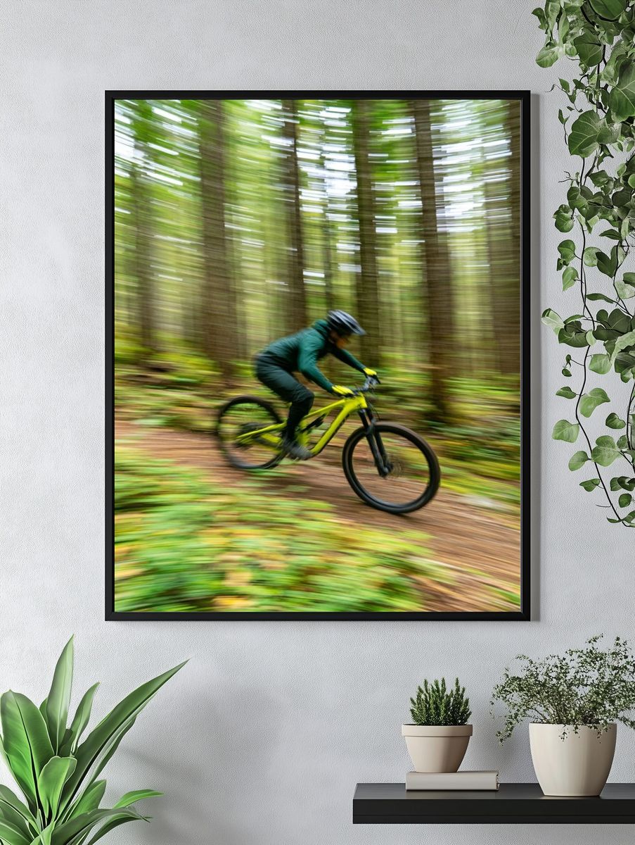 Mountain Bike Forest Motion Poster. — room view 4