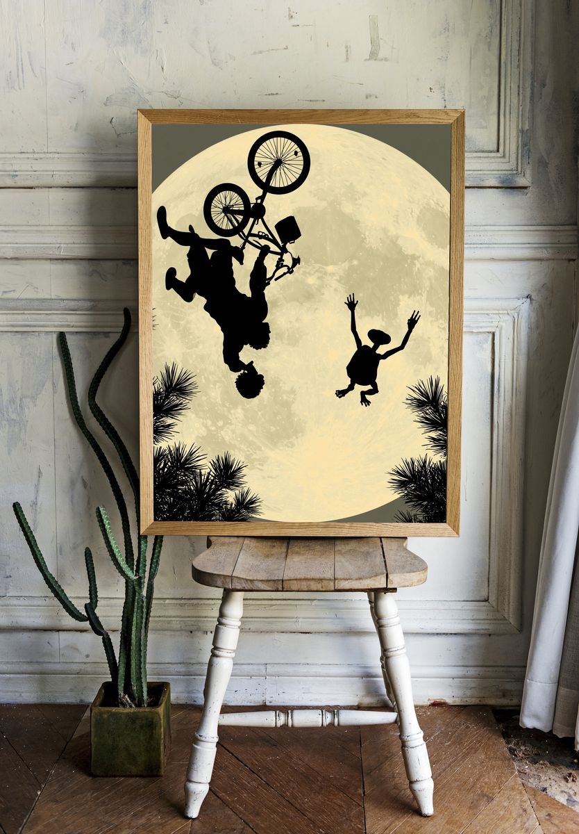 Moonlit BMX Silhouette Poster. room preview