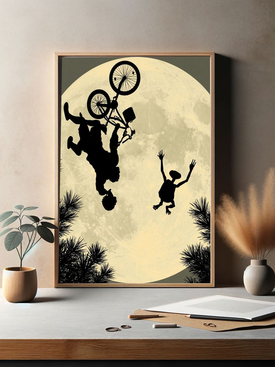 Moonlit BMX Silhouette Poster. — room view 2