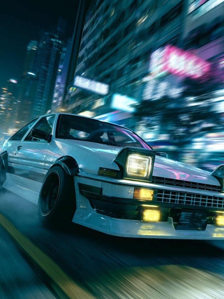Neon Drift Sports Car Poster. poster detail