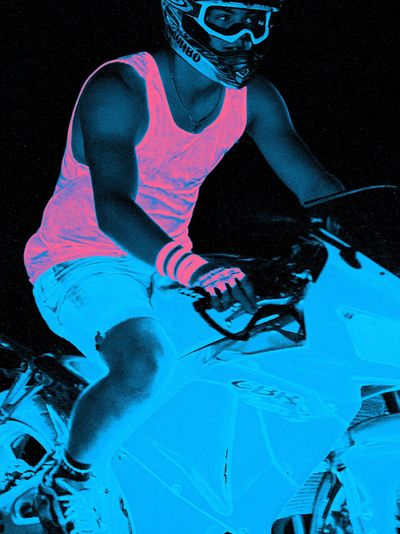 Neon Motocross Rider Poster.