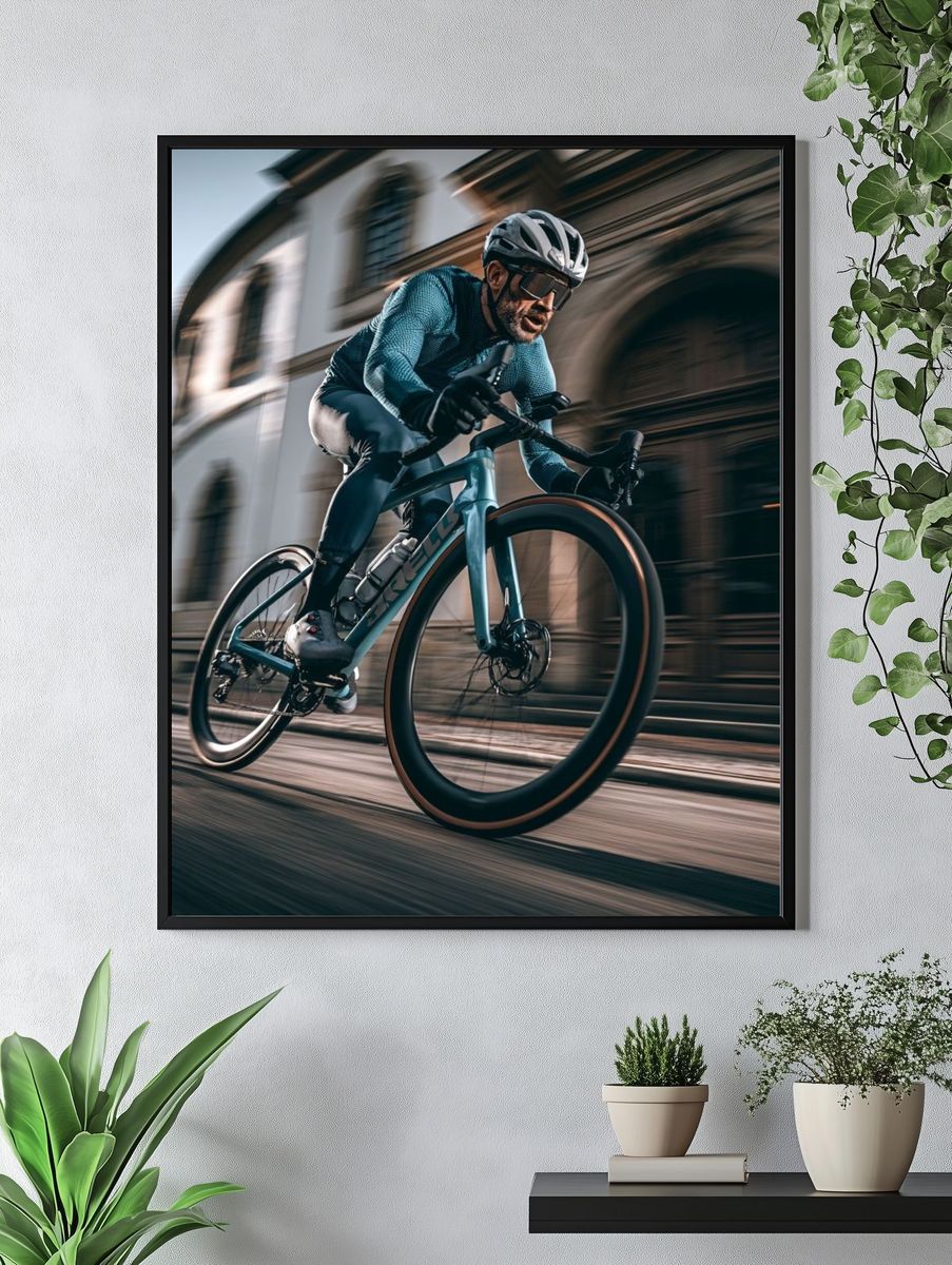 Cyclist in Motion Photography Poster. — room view 4