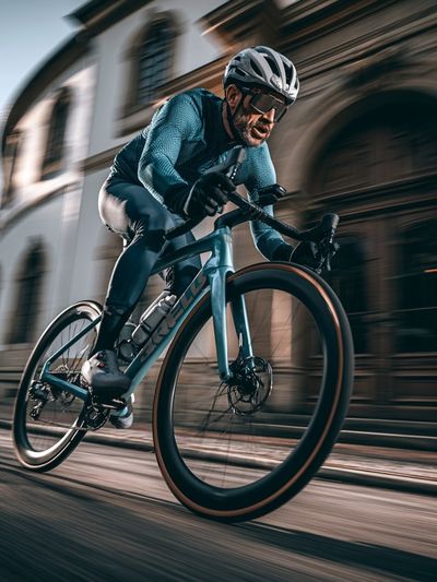 Cyclist in Motion Photography Poster.