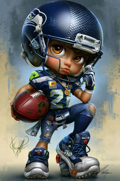 Seahawks Football Kid Illustration Poster. poster