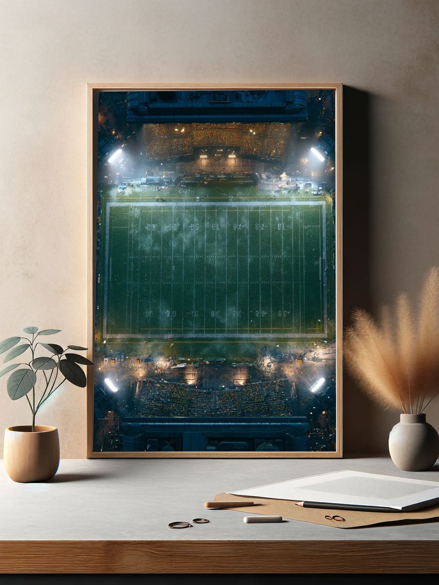 Aerial Football Stadium Photography Poster. — room view 2