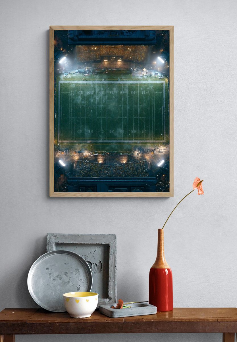 Aerial Football Stadium Photography Poster. — room view 3