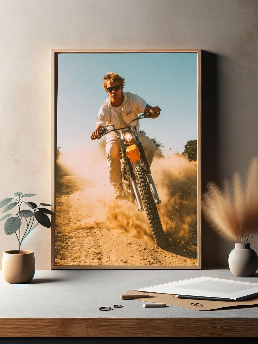 Dirt Bike Rider Action Poster. — room view 2