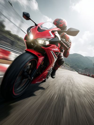 Red Sport Motorcycle Action Poster