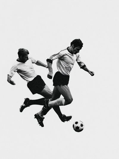 Soccer Players Black-White Poster.