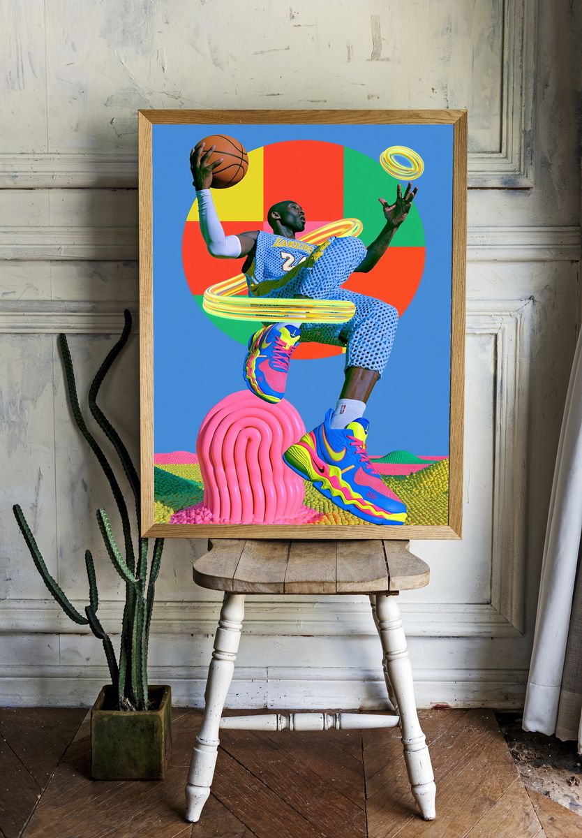 Basketball Neon Pop Art Poster. room preview