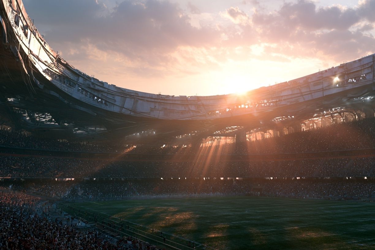 Sunlit Stadium Sunset Poster. poster detail