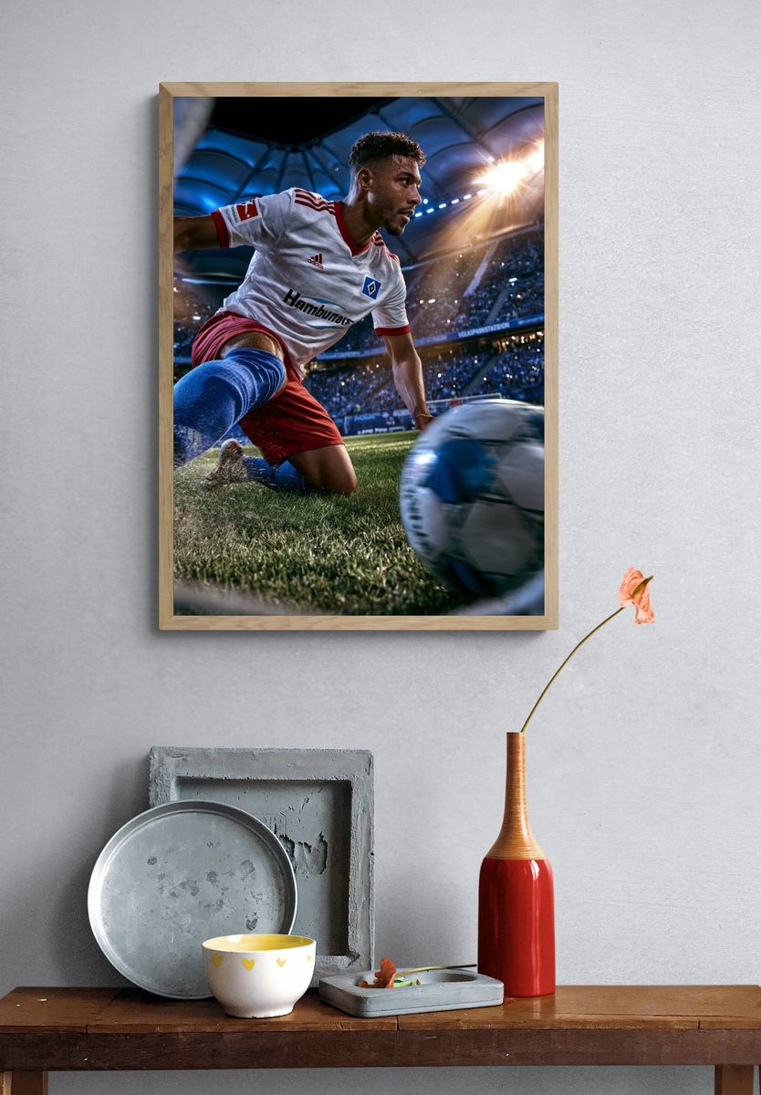 Soccer Stadium Action Photography Poster. — room view 3