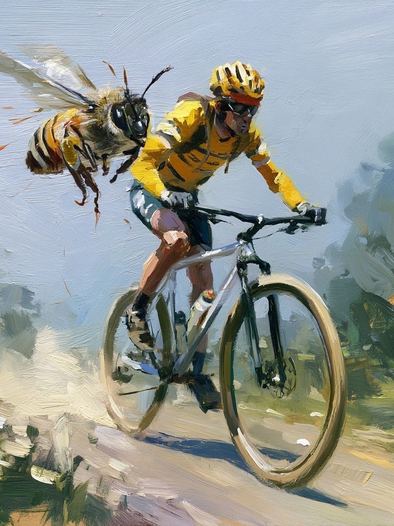Cyclist and Bee — Sports Print. poster detail