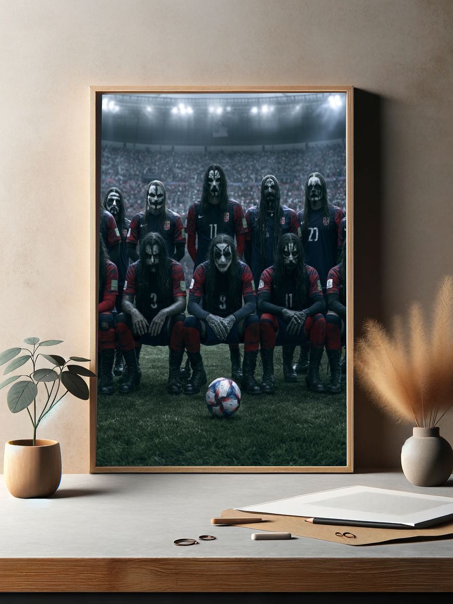 Black Metal Soccer Team Poster. — room view 2