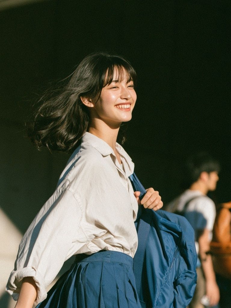 Smiling Student Street Photography Poster. poster — photography art