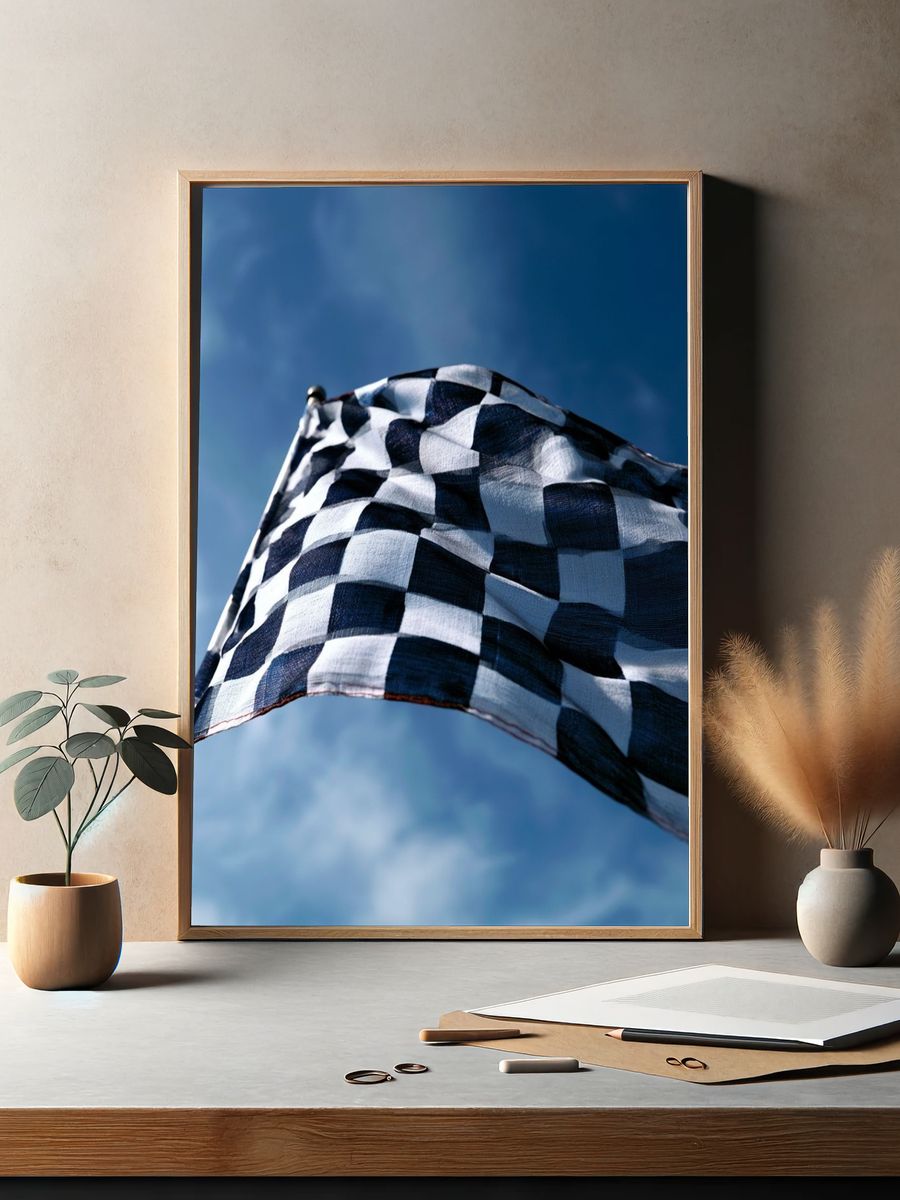 Checkered Flag Photography Poster. — room view 2