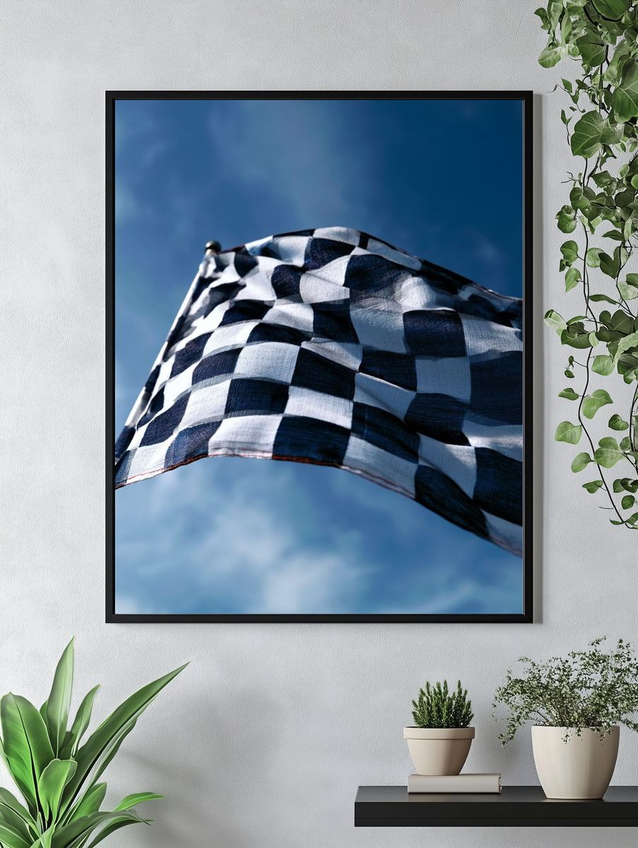 Checkered Flag Photography Poster. — room view 4