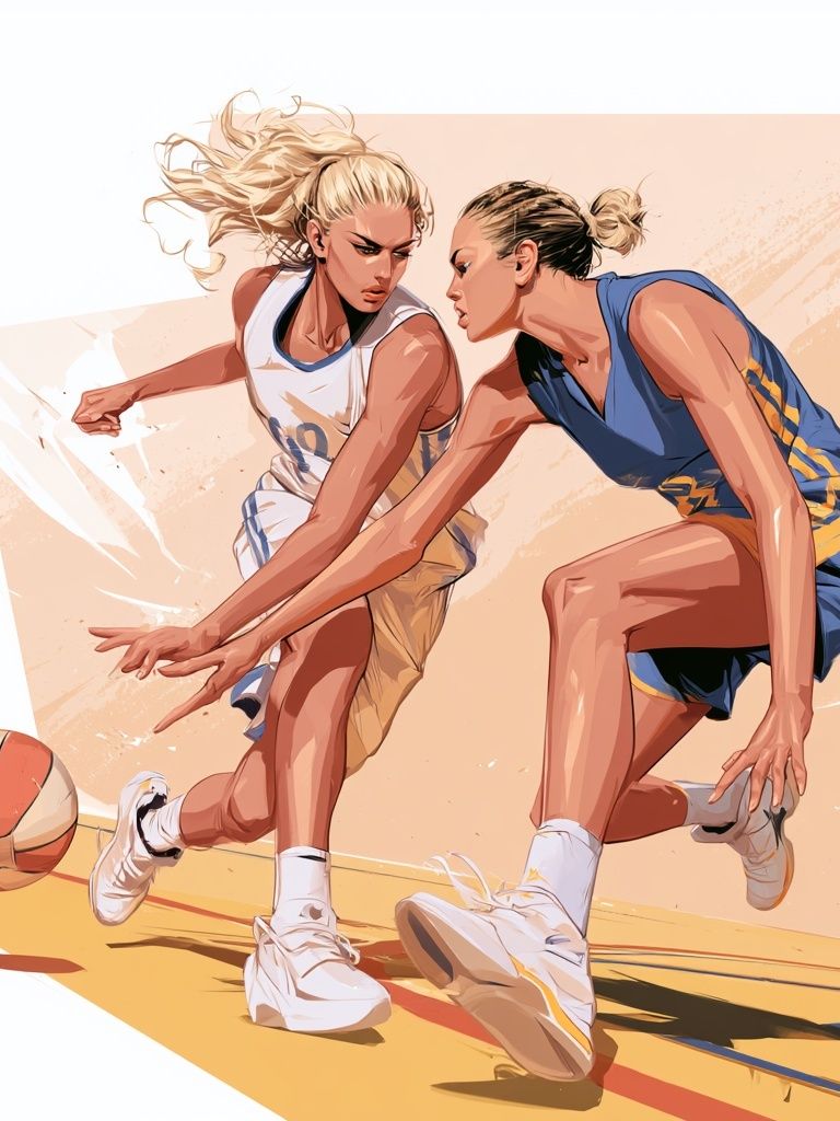 Women’s Basketball Action Illustration Poster. poster — sport art
