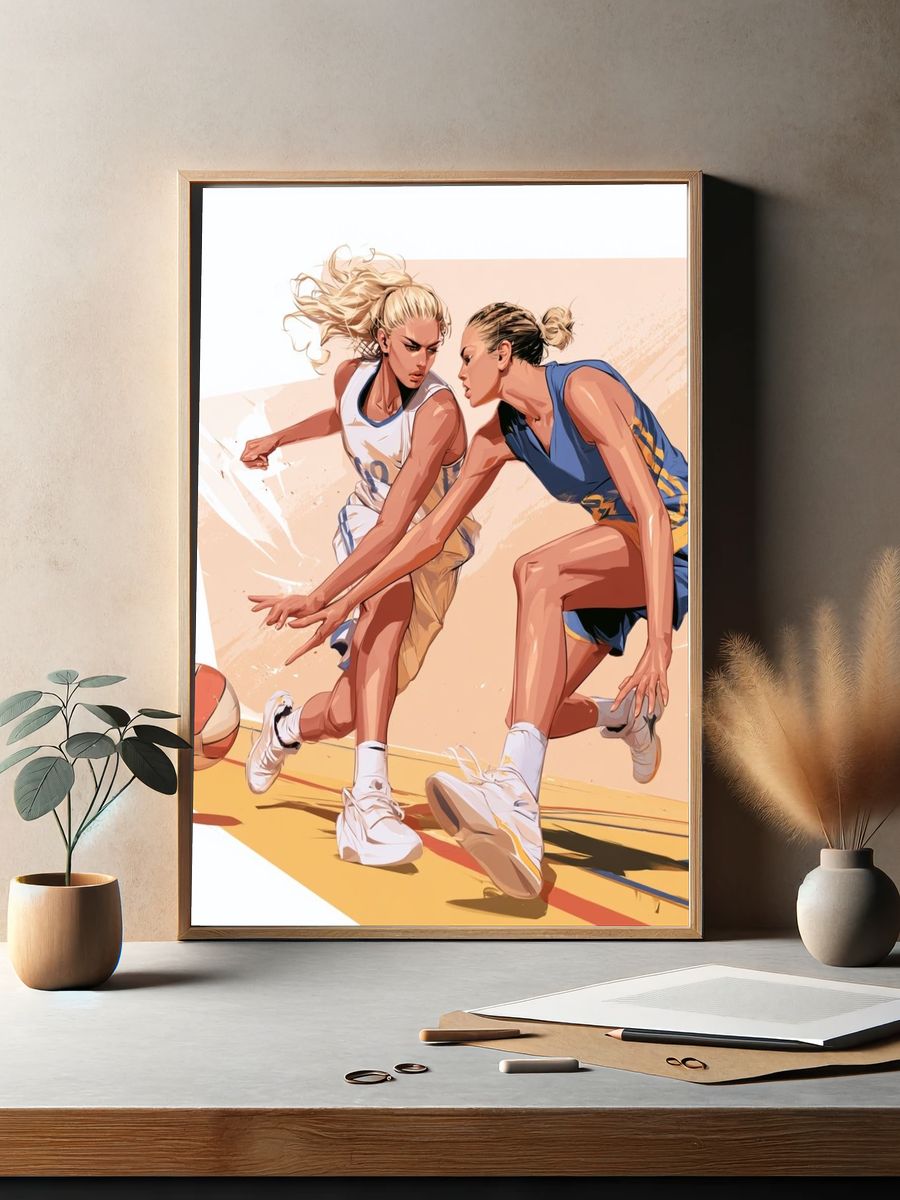 Women’s Basketball Action Illustration Poster. — room view 2