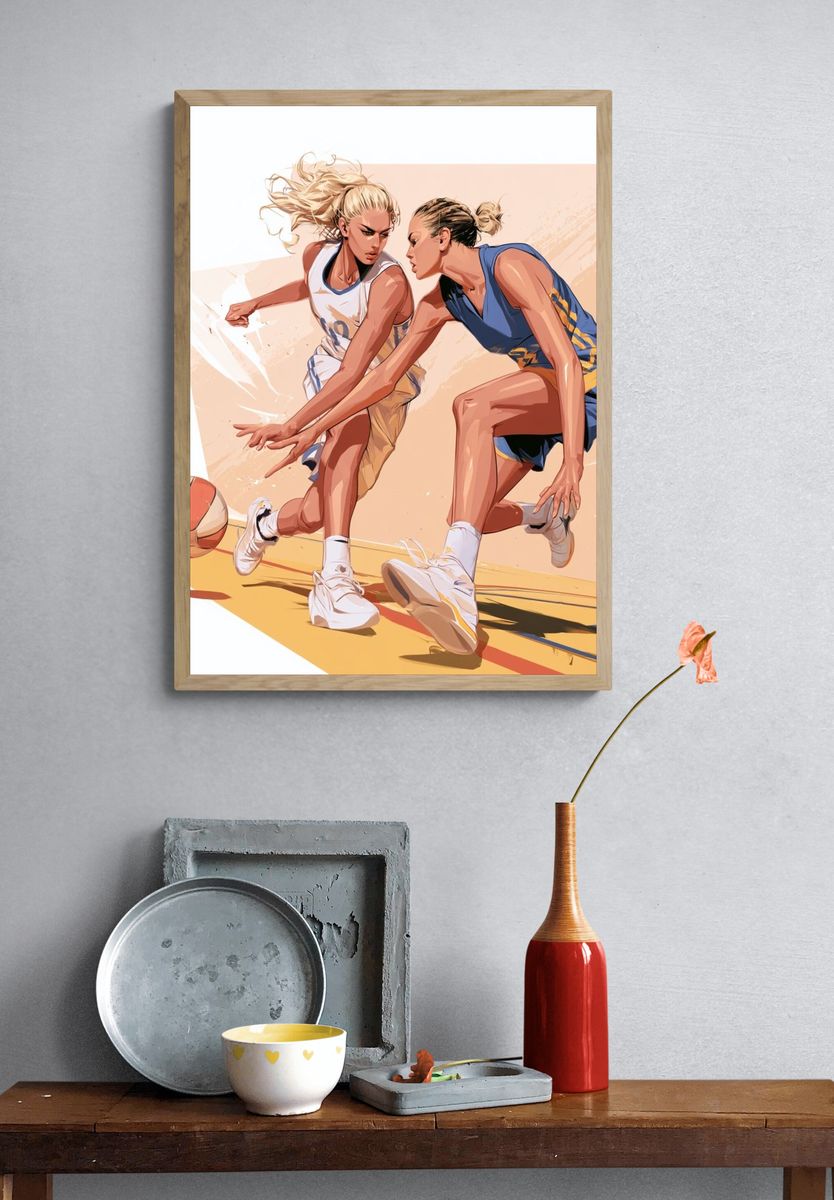 Women’s Basketball Action Illustration Poster. — room view 3