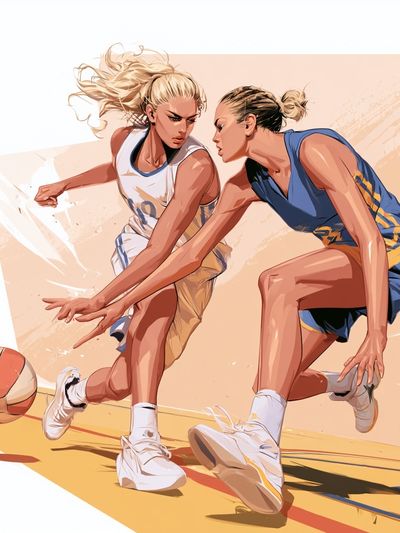 Women’s Basketball Action Illustration Poster. poster print