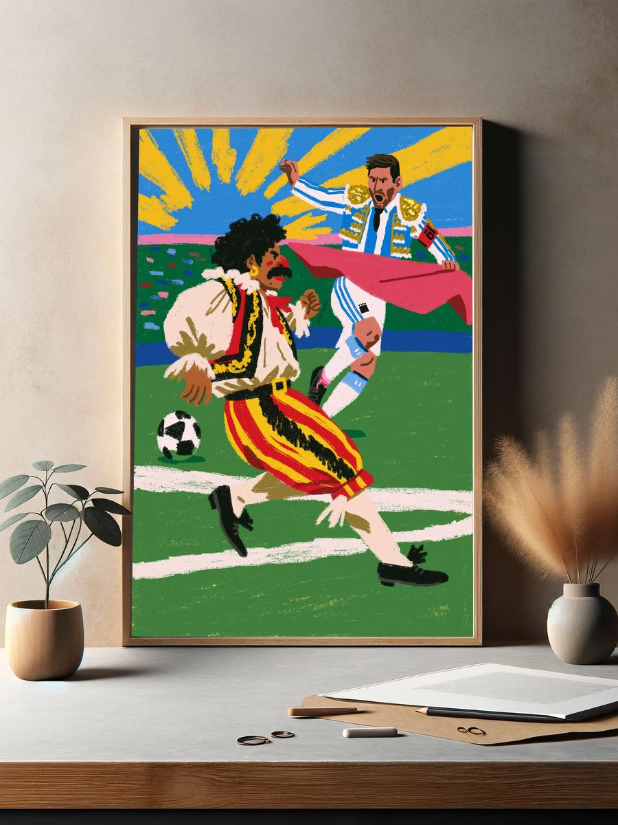Soccer Rivalry Illustration Poster. — room view 2