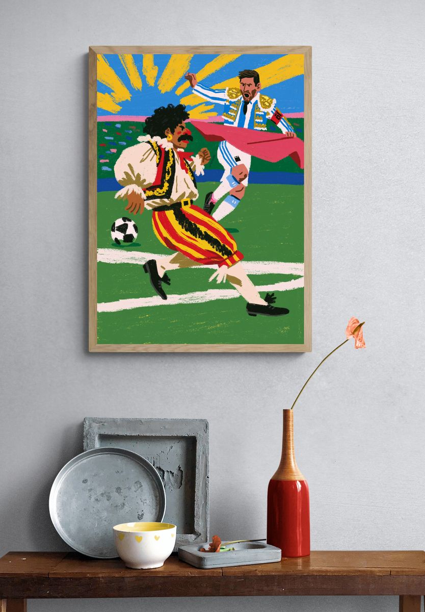 Soccer Rivalry Illustration Poster. — room view 3