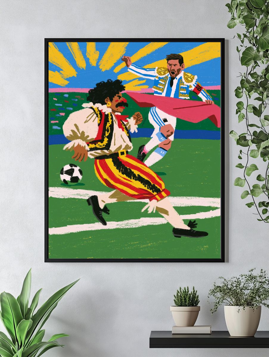 Soccer Rivalry Illustration Poster. — room view 4