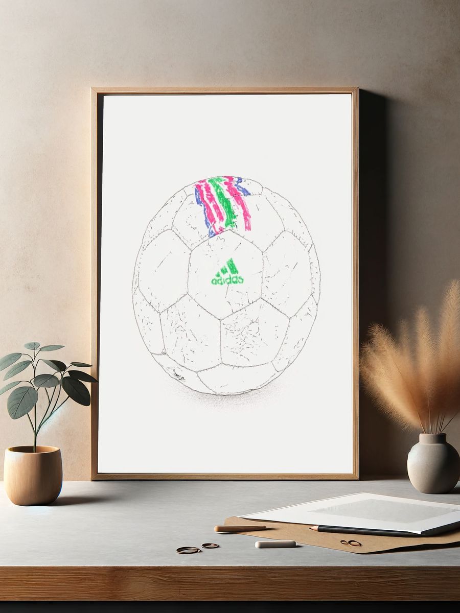 Sketch Soccer Ball Typography Print. — room view 2