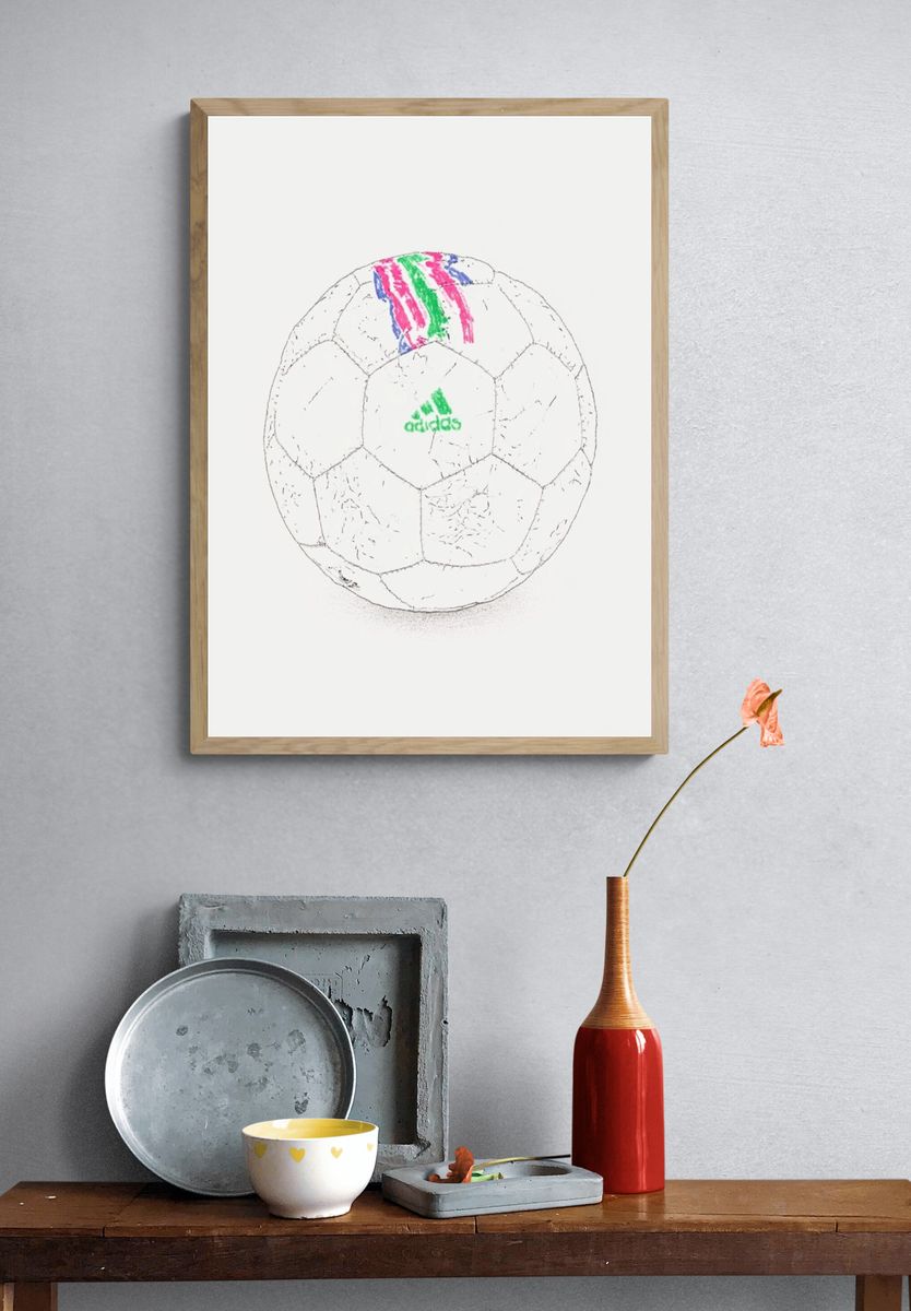 Sketch Soccer Ball Typography Print. — room view 3