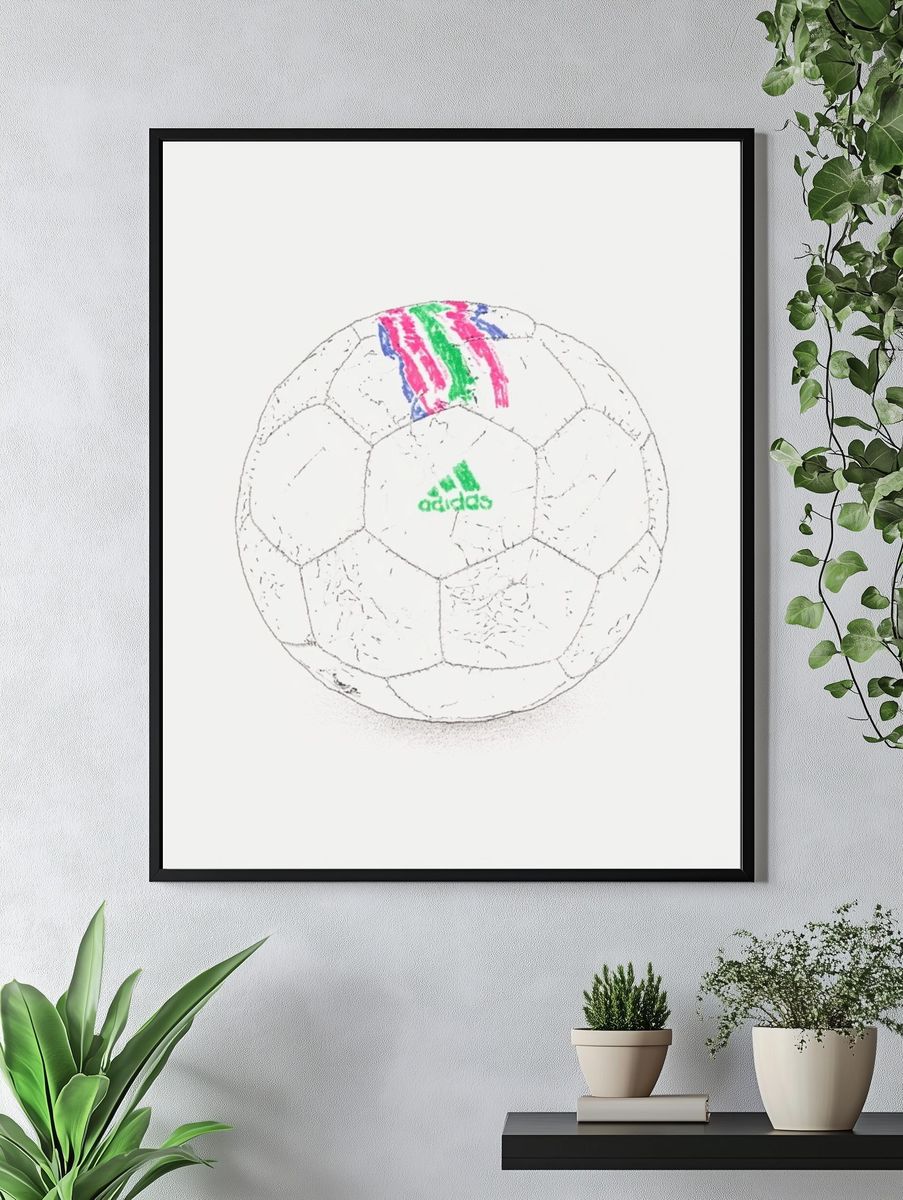 Sketch Soccer Ball Typography Print. — room view 4
