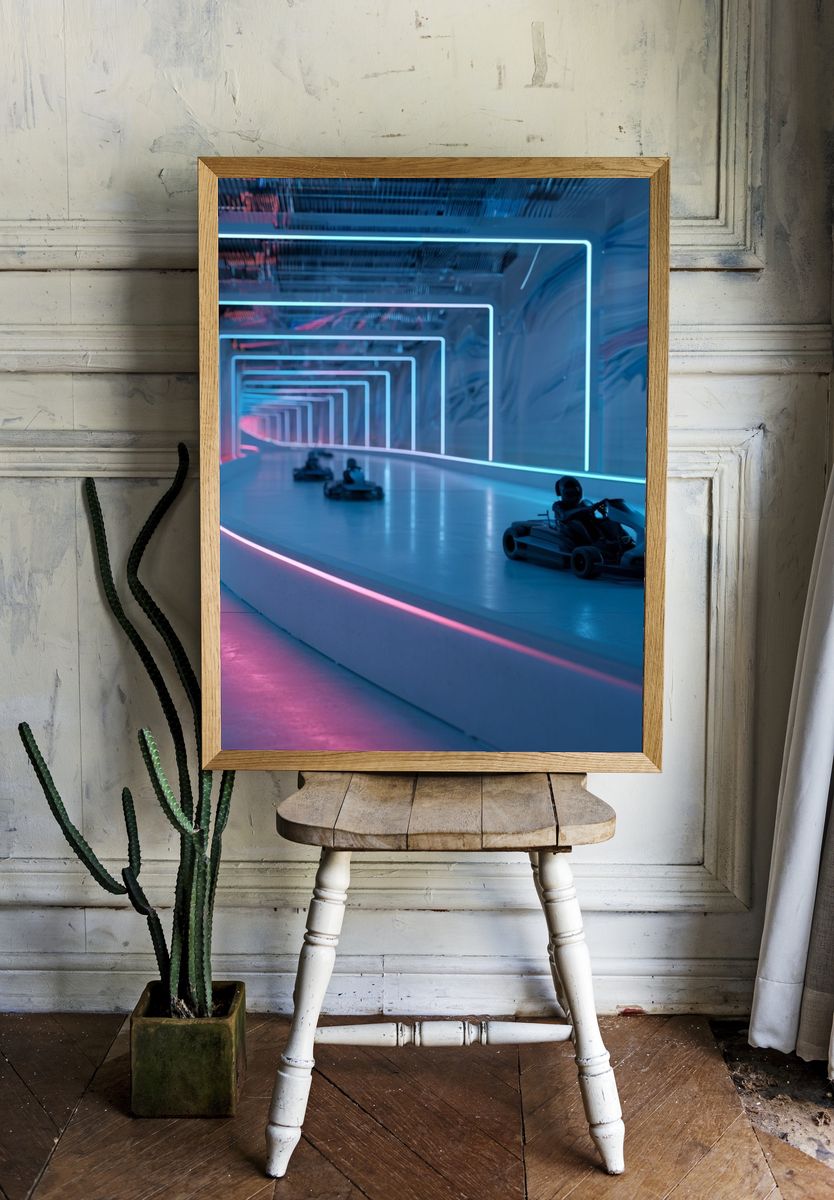 Neon Go-Kart Tunnel Poster. — room view 1